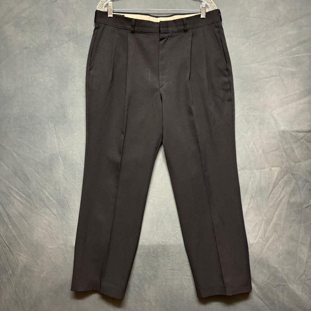 Botany '500 Trousers 36x30 Made in USA Easy Care Dacron Wool Blend Black Grandpa